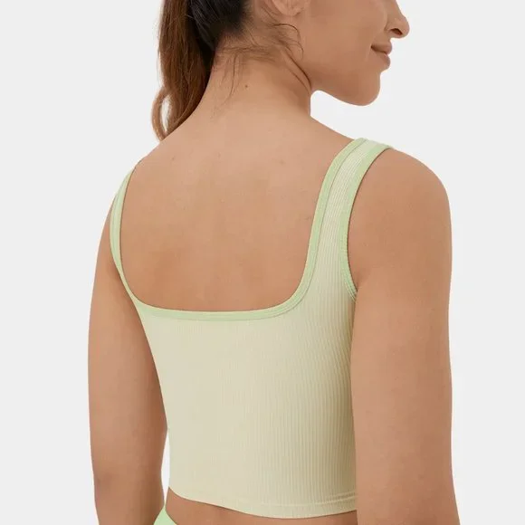 NWT HALARA Ribbed Knit Color Block Backless Cropped Yoga Tank Top - Picture 4 of 12